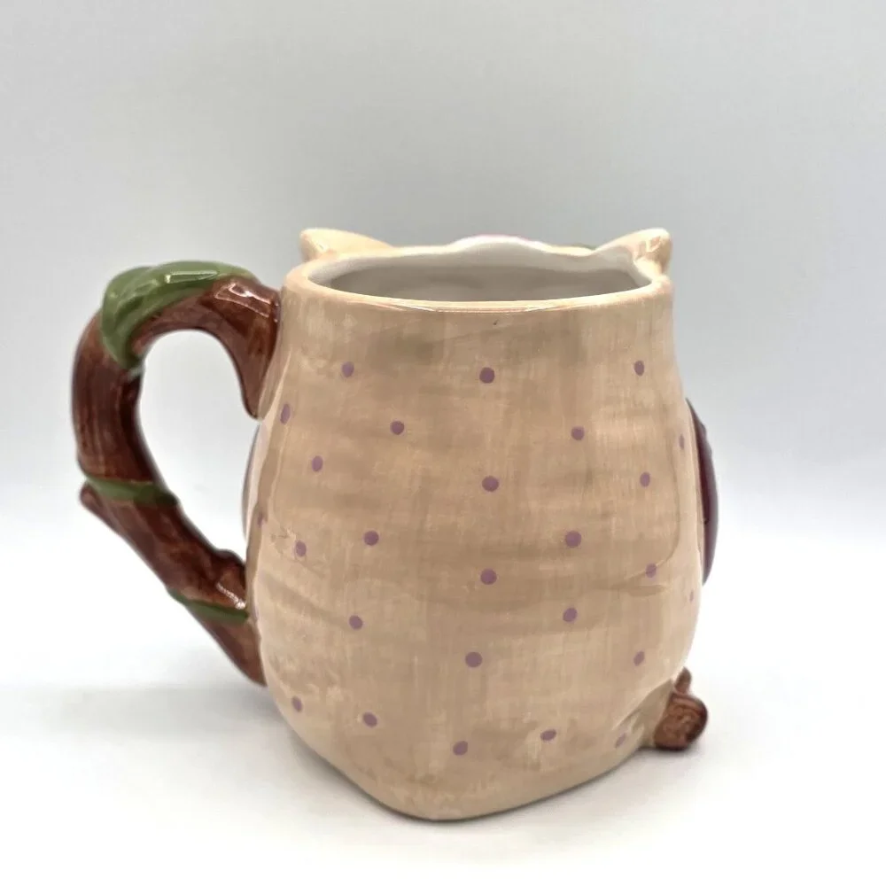 Pier 1 Imports Olli the Owl Coffee Cup Mug Hand Painted Dolomite Unique Lg 24 oz